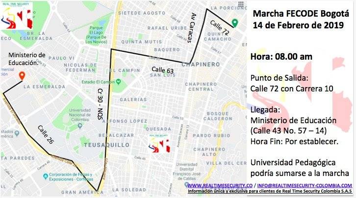 Puntos de encuentro de la marcha o paro de maestros