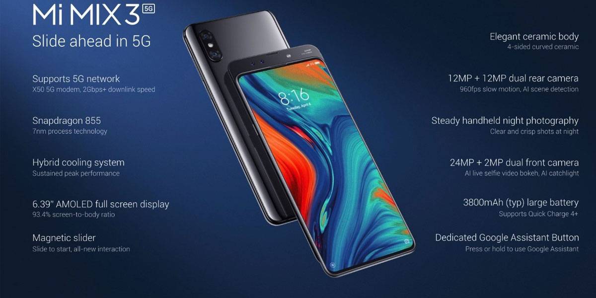 El Mi Mix 3 5G es el primer smartphone de Xiaomi que soporta redes 5G