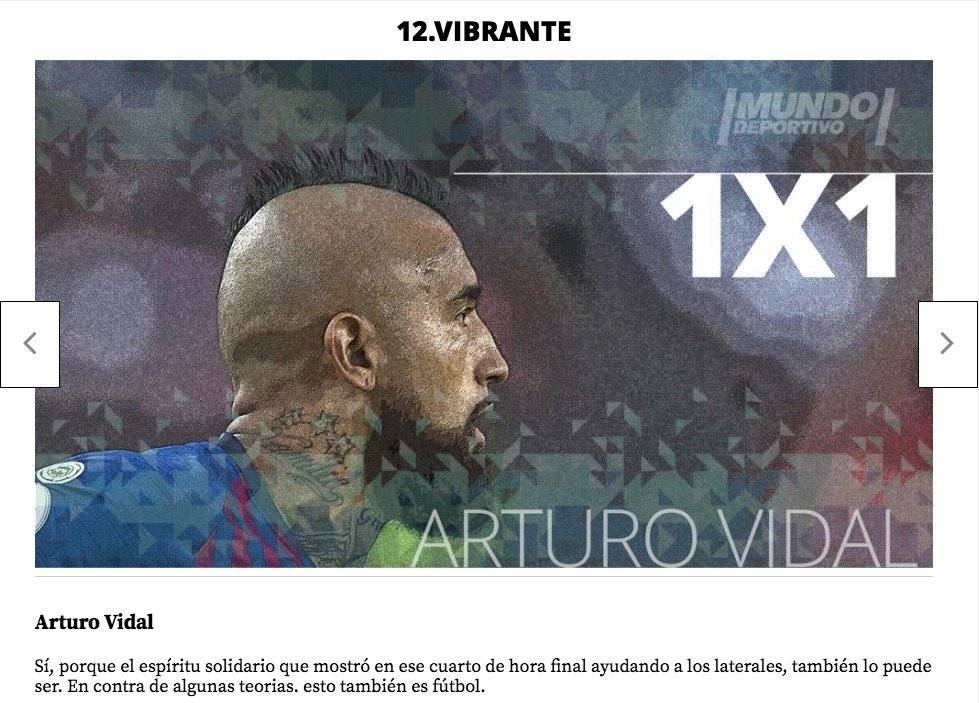 Mundo Deportivo también tuvo palabras para el juego de Vidal /Imagen: Sitio web Mundo Deportivo