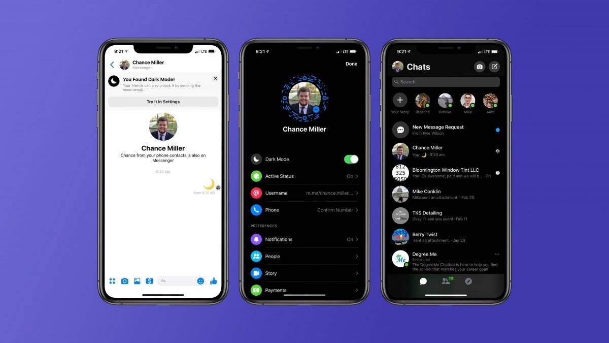 Facebook Messenger libera su modo oscuro