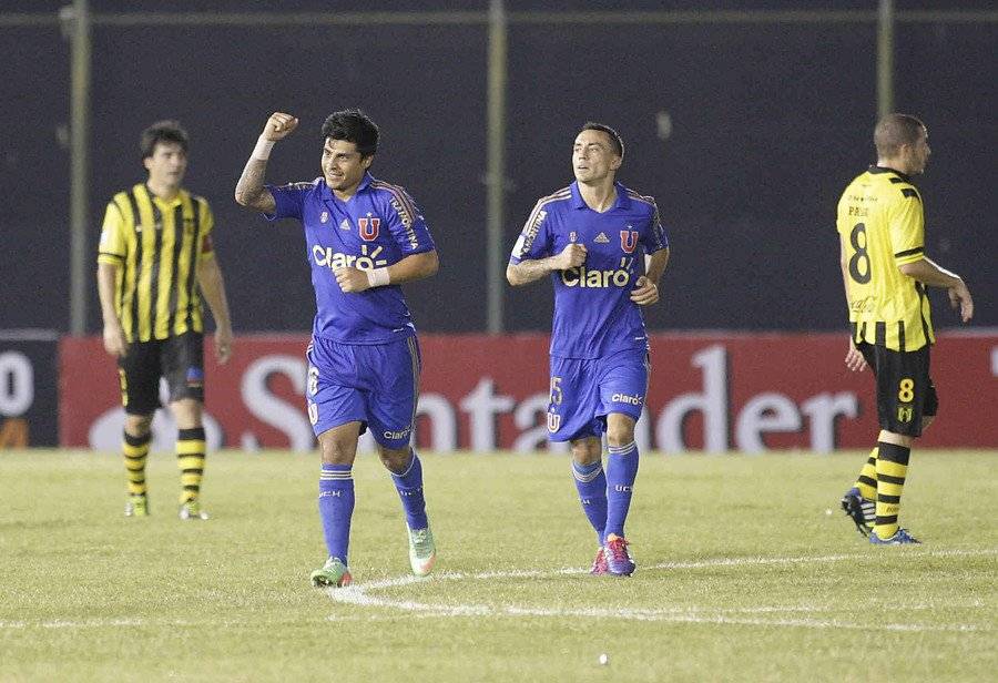 El 6 de febrero de 2014, en el triunfo 3-2 como visita de la U sobre Guaraní, Pato Rubio había marcado su único gol por la Libertadores antes de su póker en Concepción / Foto: Agencia UNO