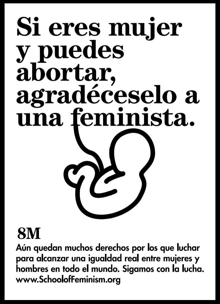Feminismo vs aborto polémica pancarta para el día de la mujer sobre el aborto