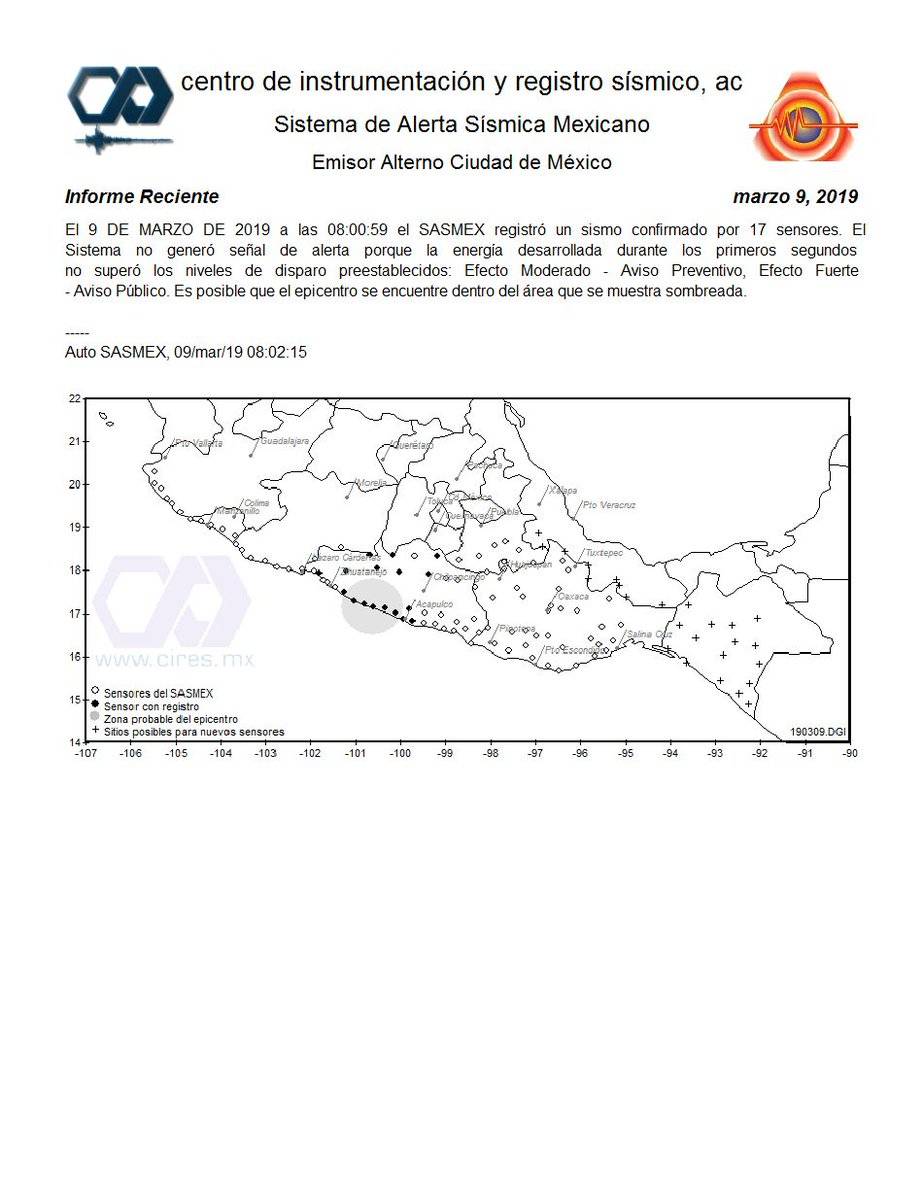Sismo epicentro en Guerrero Sismo epicentro en Guerrero