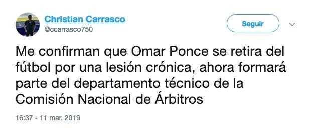 Omar Ponce se retira