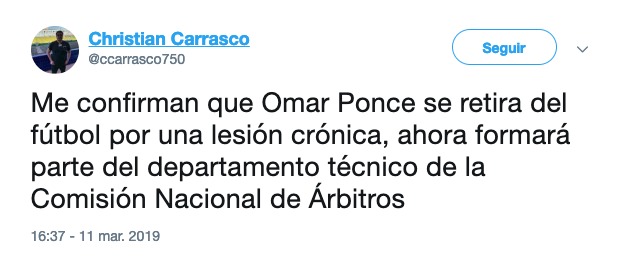 Omar Ponce se retira