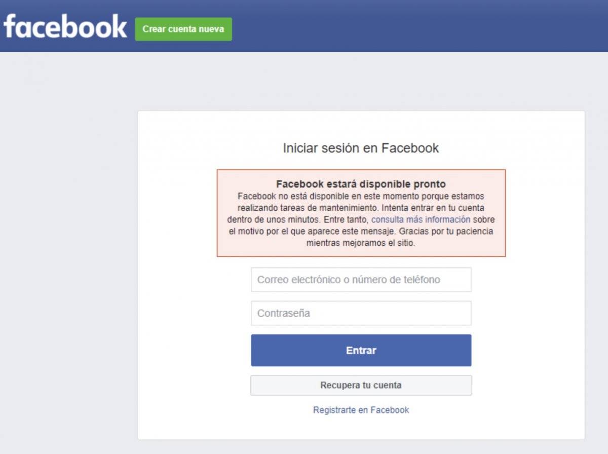 Caída global de Facebook