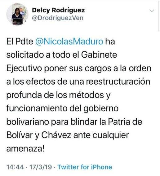 Tweet Delcy Rodriguez
