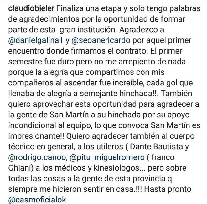 Mensaje de Claudio Bieler