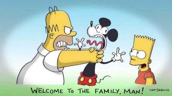 Homero dio la bienvenida a Mickey Mouse tras la compra de la cadena FOX
