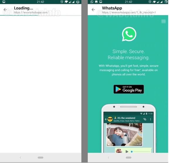 Navegador interno de WhatsApp