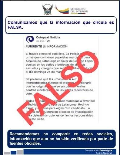 Noticia falsa de Latacunga