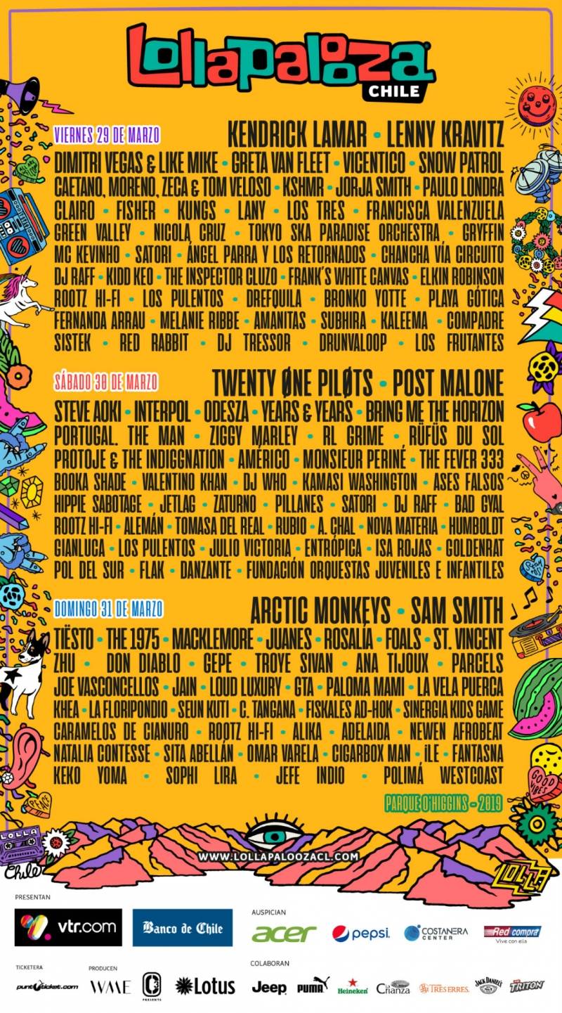 line up lollapalooza 2019 chile line up lollapalooza 2019 chile