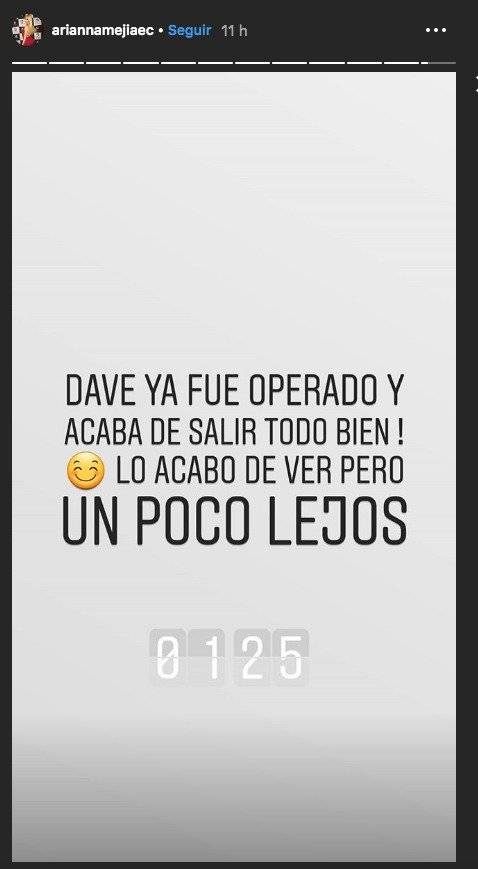 Mensaje de la novia de Dave Morales