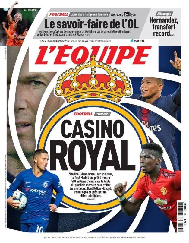 El diario francés consigna la gran inversión del Real Madrid por tres estrellas del fútbol europeo /Imagen: L’Equipe