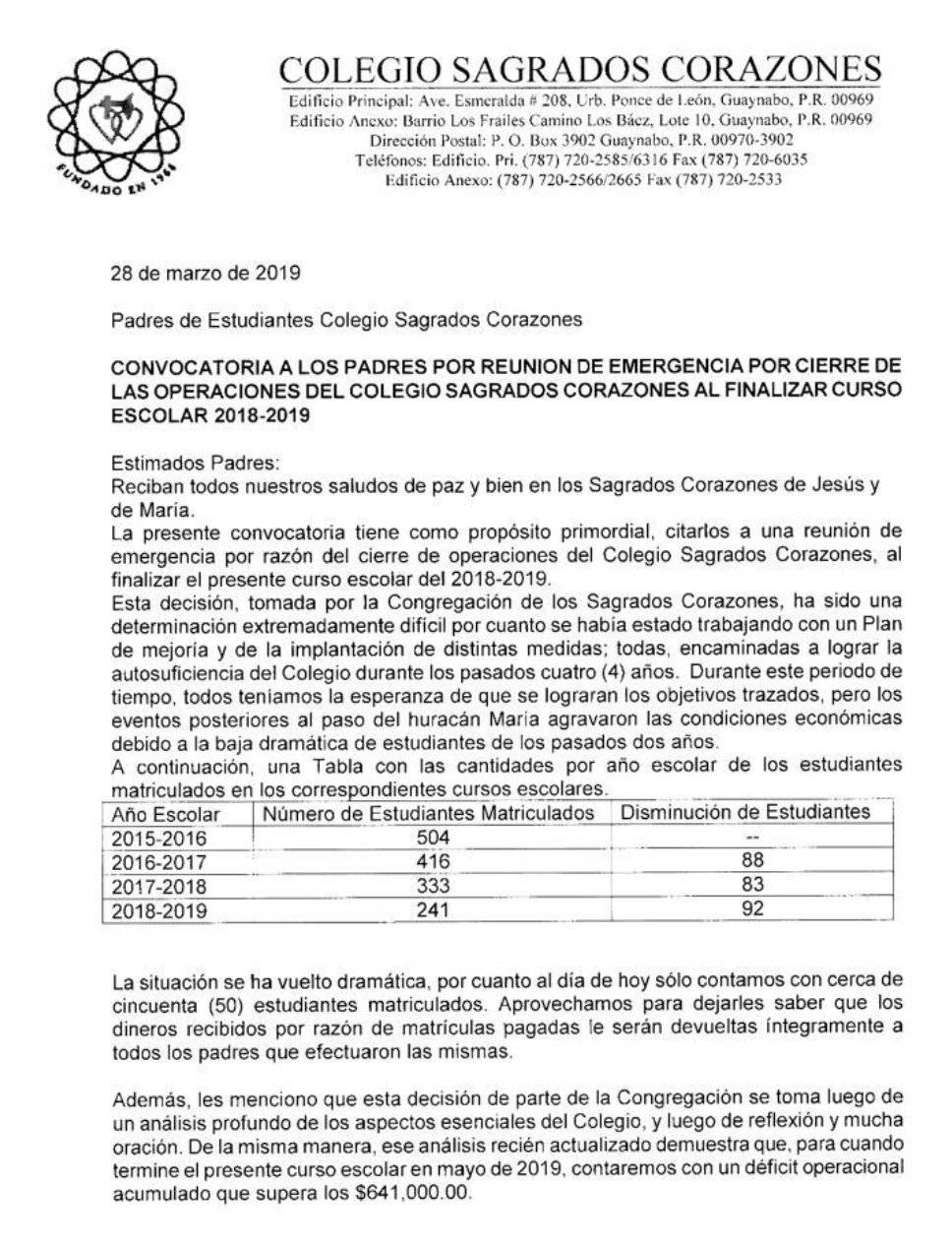 Cierre de colegio