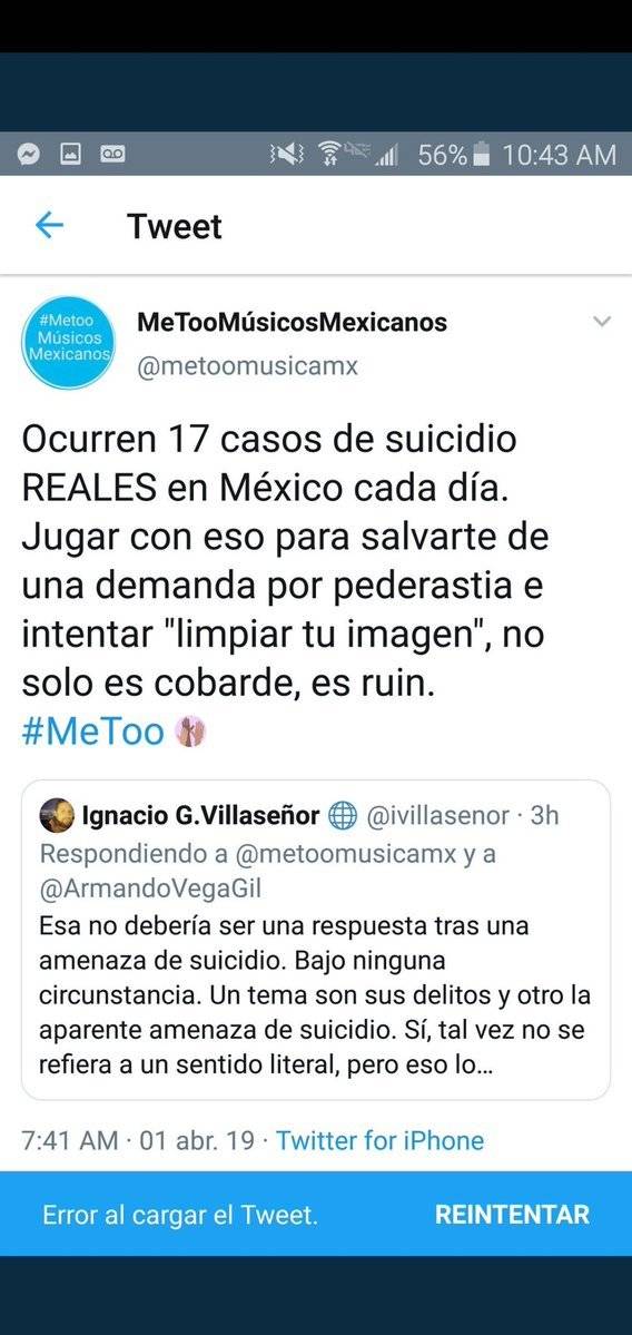 Reacción @MeTooMúsicosMexicanos