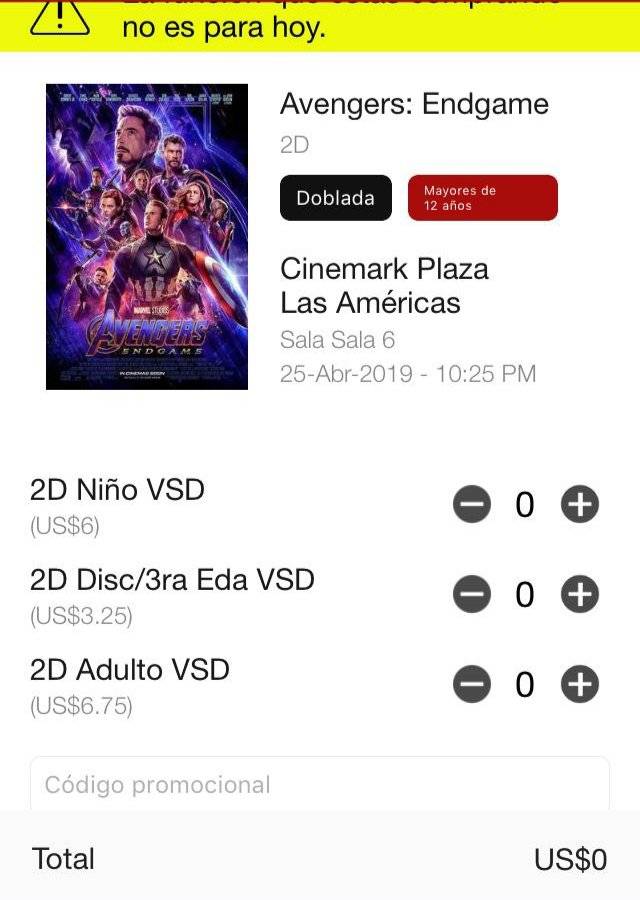 Avengers Endgame entradas
