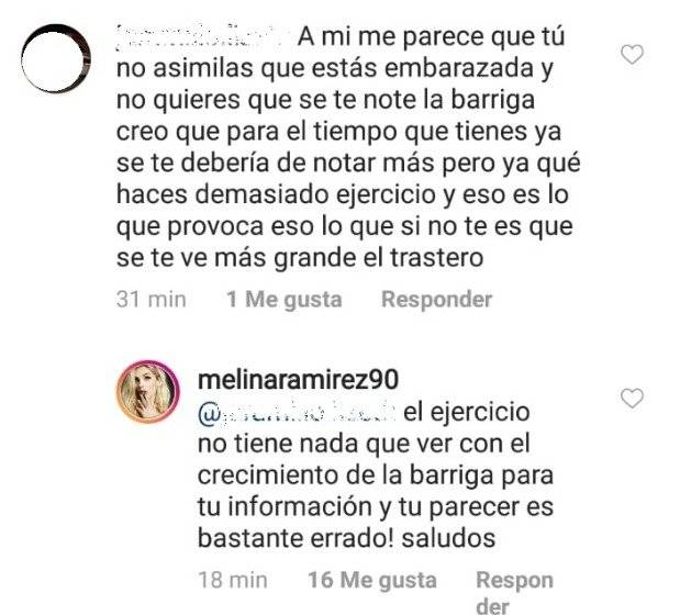 Captura de pantalla Instagram Melina Ramírez