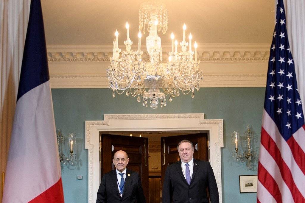 Jean-Yves Le Drian y Mike Pompeo