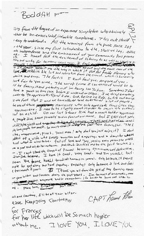 Carta de Kurt Cobain