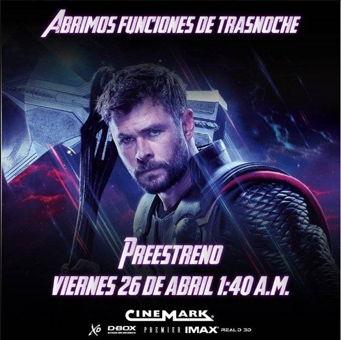 Cinemark entradas Avengers EndGame