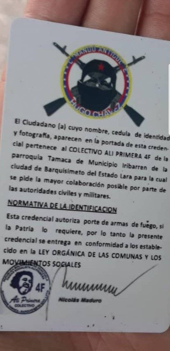 carnet venezuela colectivos paramilitares