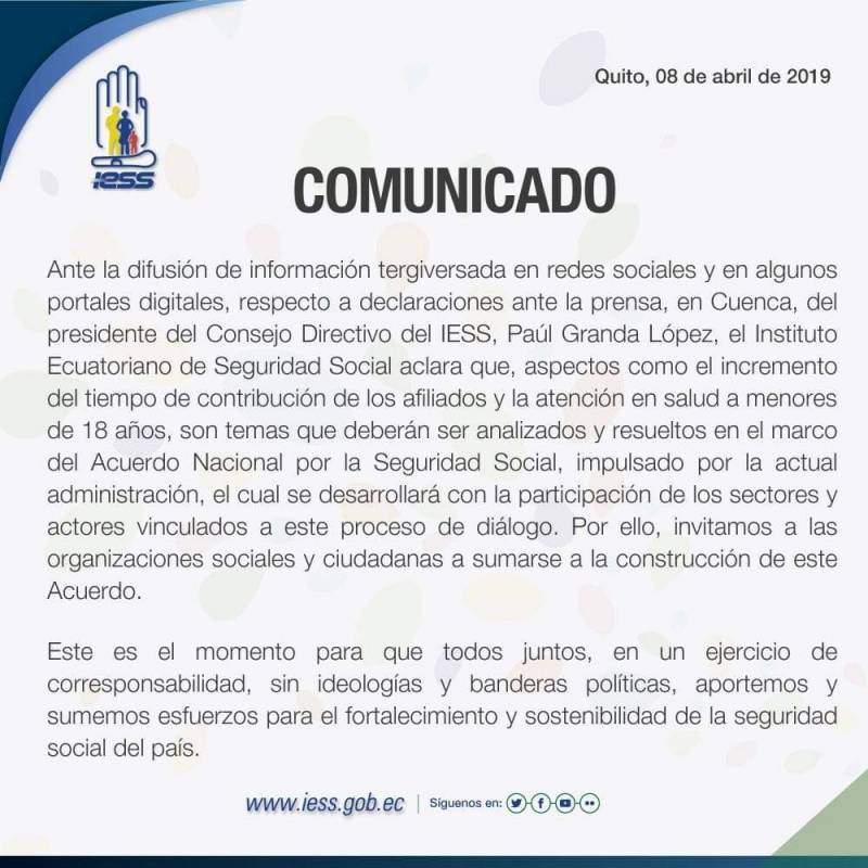IESS comunicado oficial