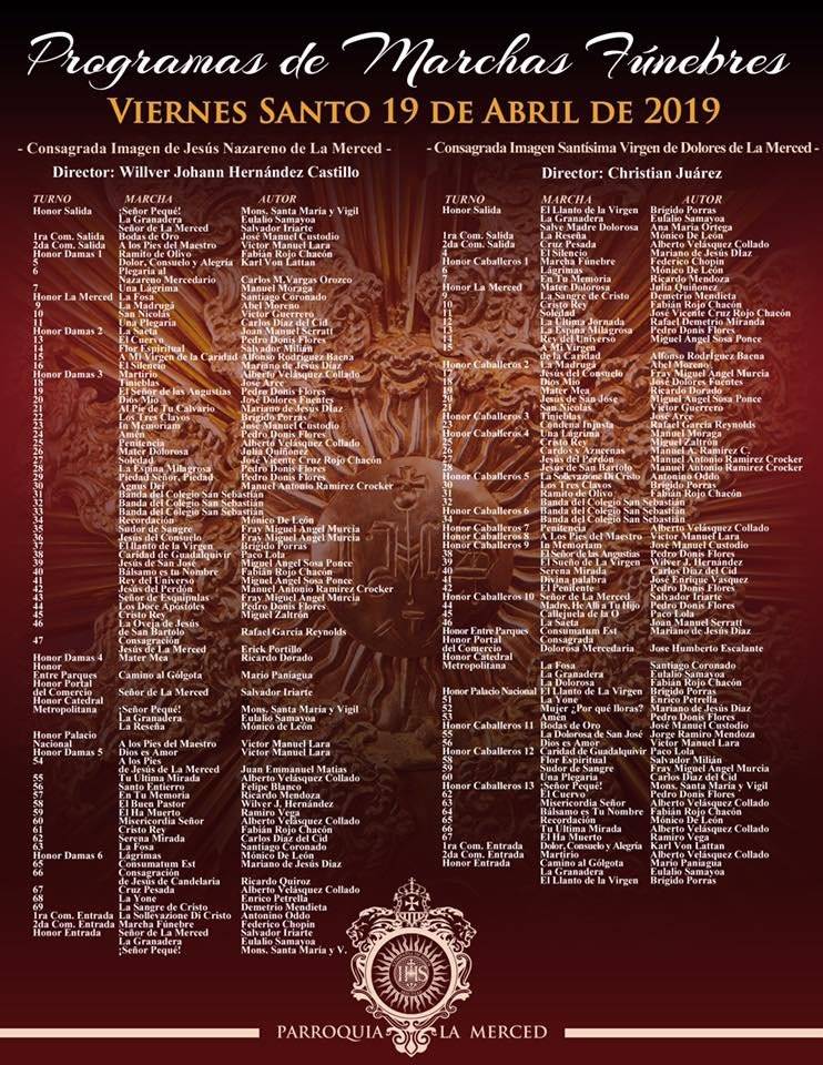 Programa de marchas de Jesús de La Merced