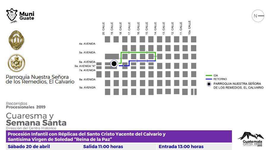 Recorrido de procesión infantil de El Calvario