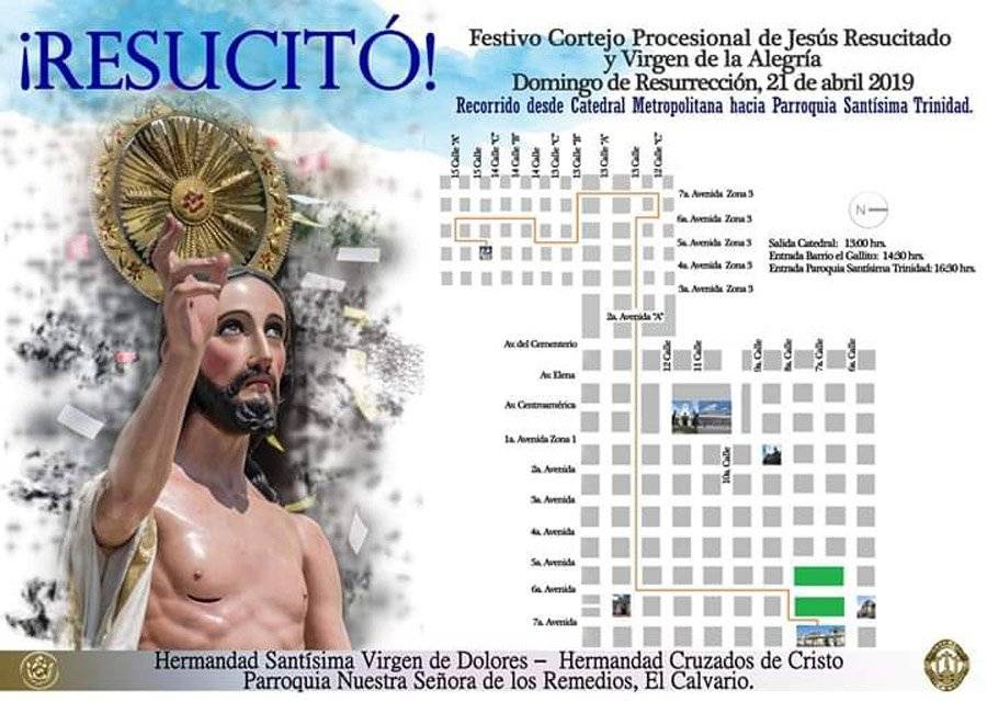 Recorrido de Jesús Resucitado hacia Parroquia Santísima Trinidad
