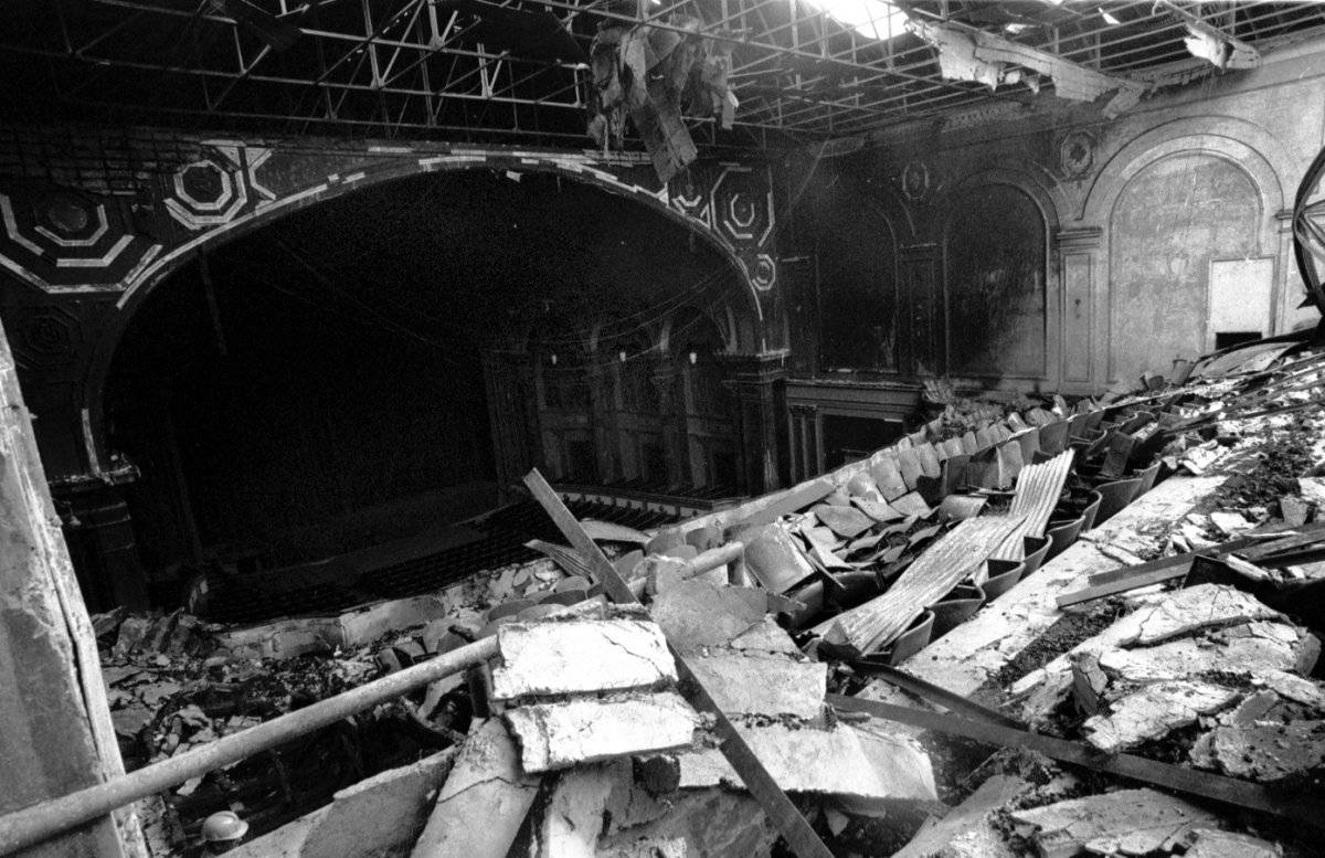 El Teatro Bolívar tras incendio que destruyó su infraestructura.