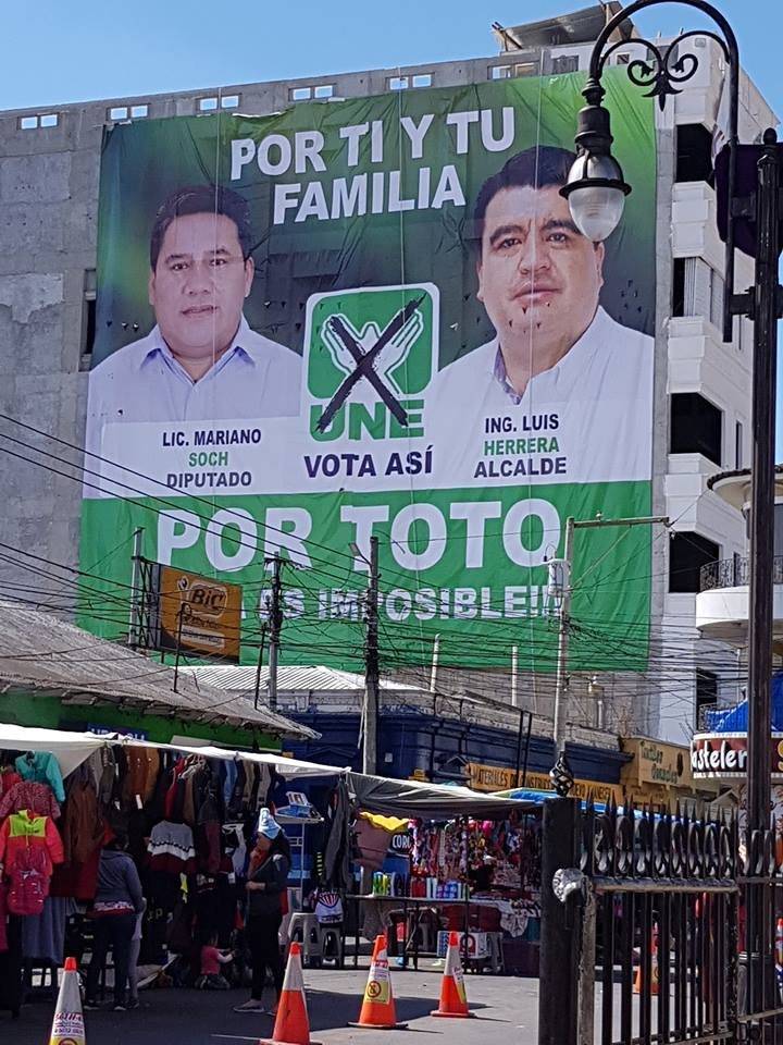 candidatos UNE campaña Totonicapán