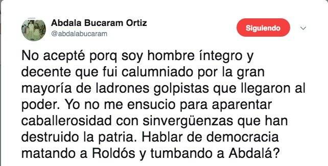 Abdalá Bucaram: "No acepté a los 40 años de democracia porque soy hombre íntegro y decente"