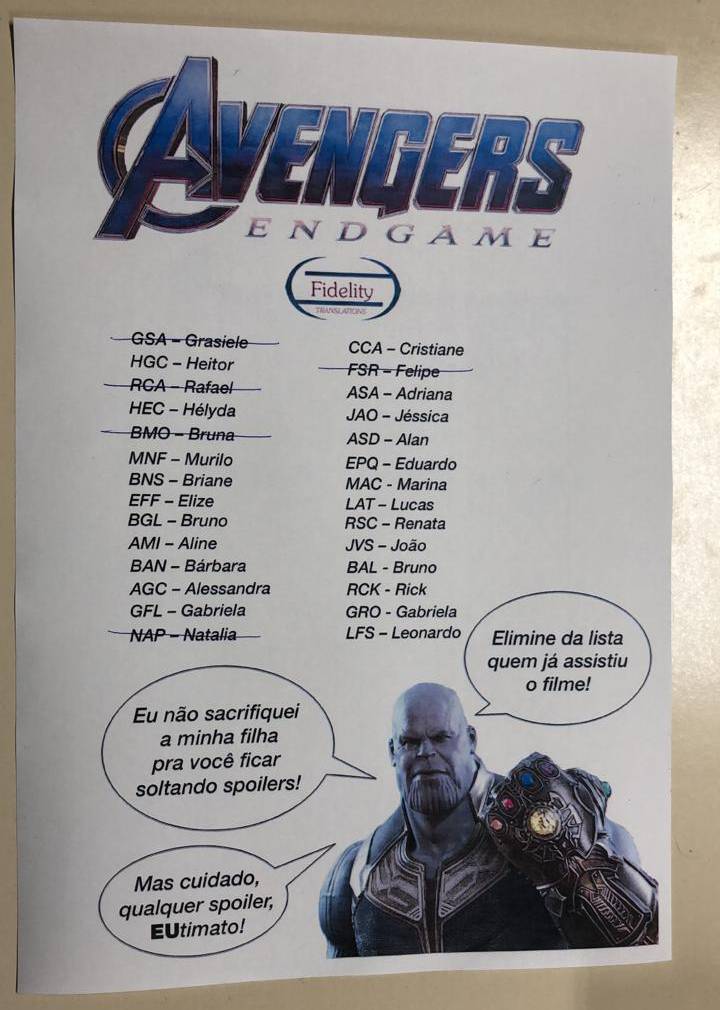 Vingadores lista Vingadores lista