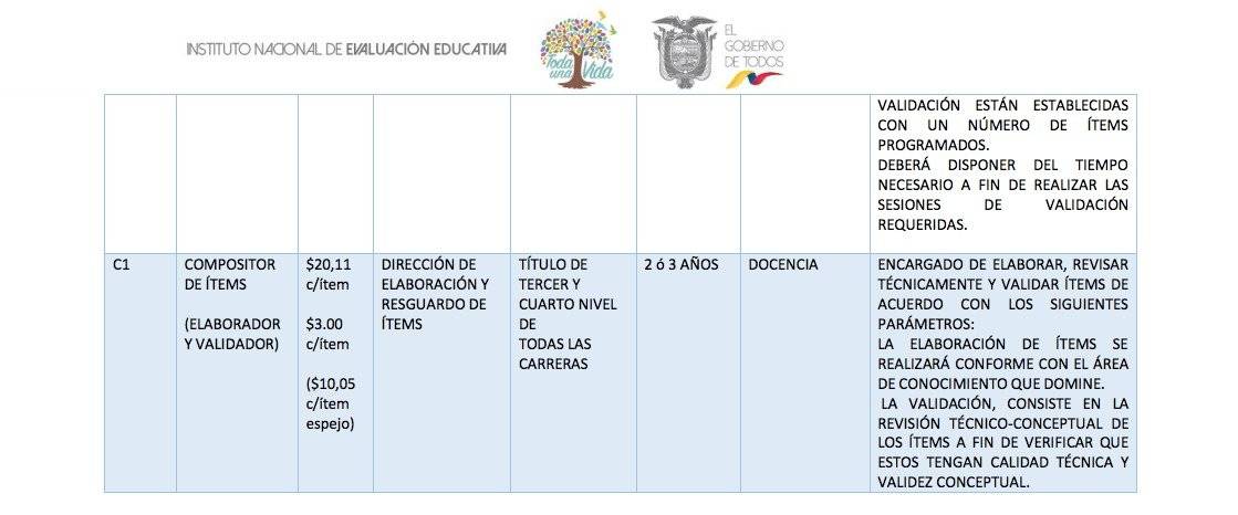 perfil para vacante en INEVAL