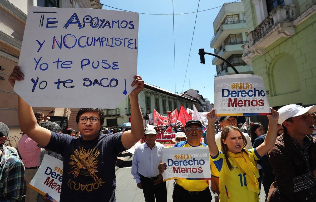 Trabajadores marchan en Ecuador contra FMI, corrupción y por trabajo digno