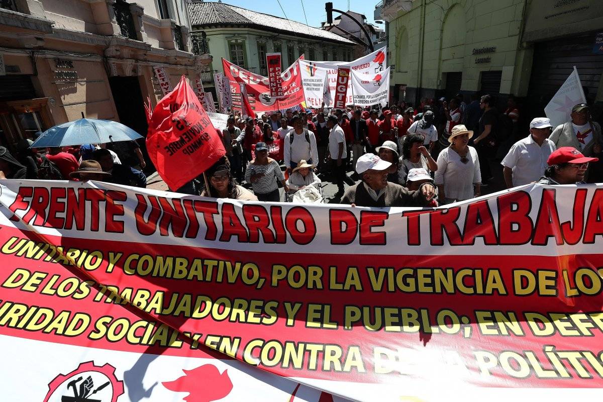 Trabajadores marchan en Ecuador contra FMI, corrupción y por trabajo digno