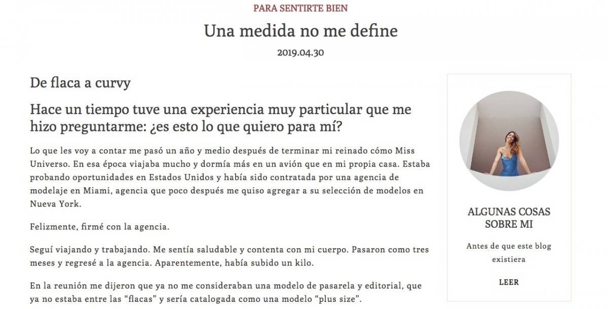 Captura de pantalla página web Paulina Vega