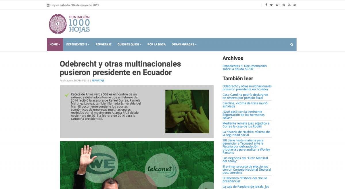 Publicación de Mil Hojas