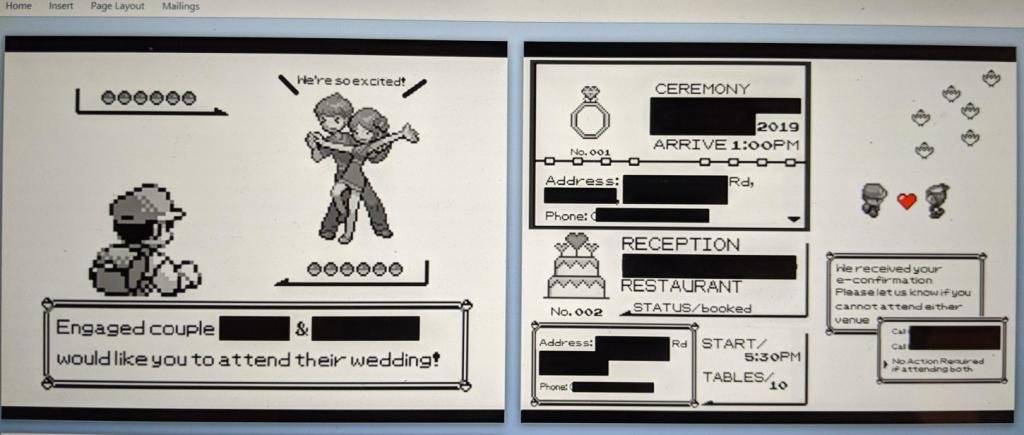 Novios envían invitaciones para su matrimonio con temática de Pokemon