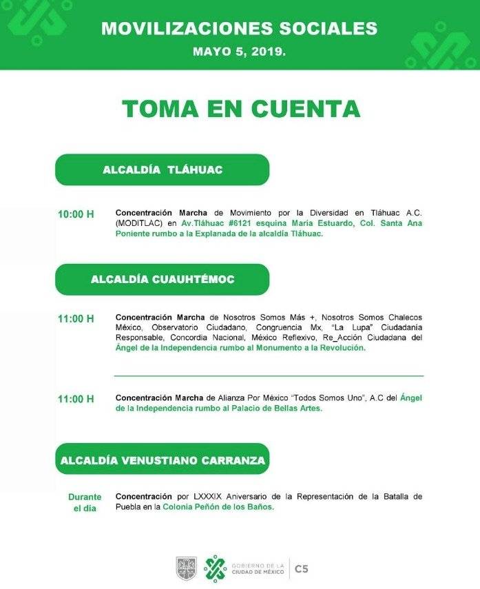 Marchas en CDMX 5 de mayo