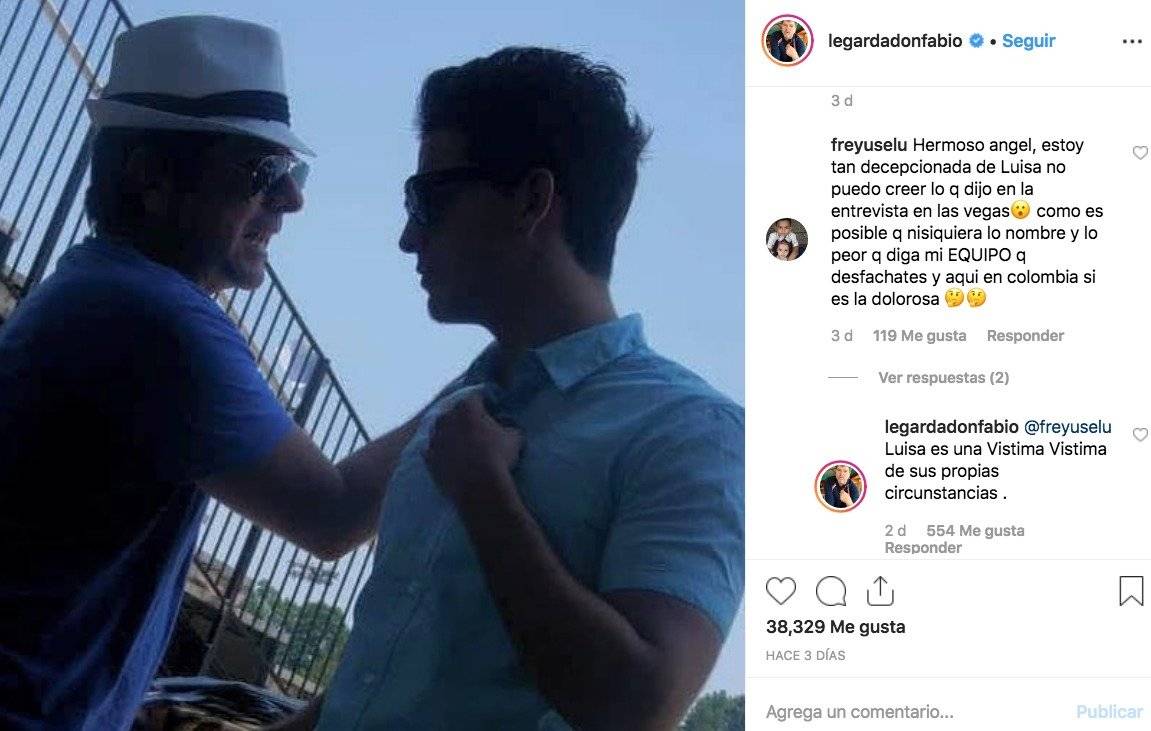 Captura de pantalla Instagram Fabio Legarda