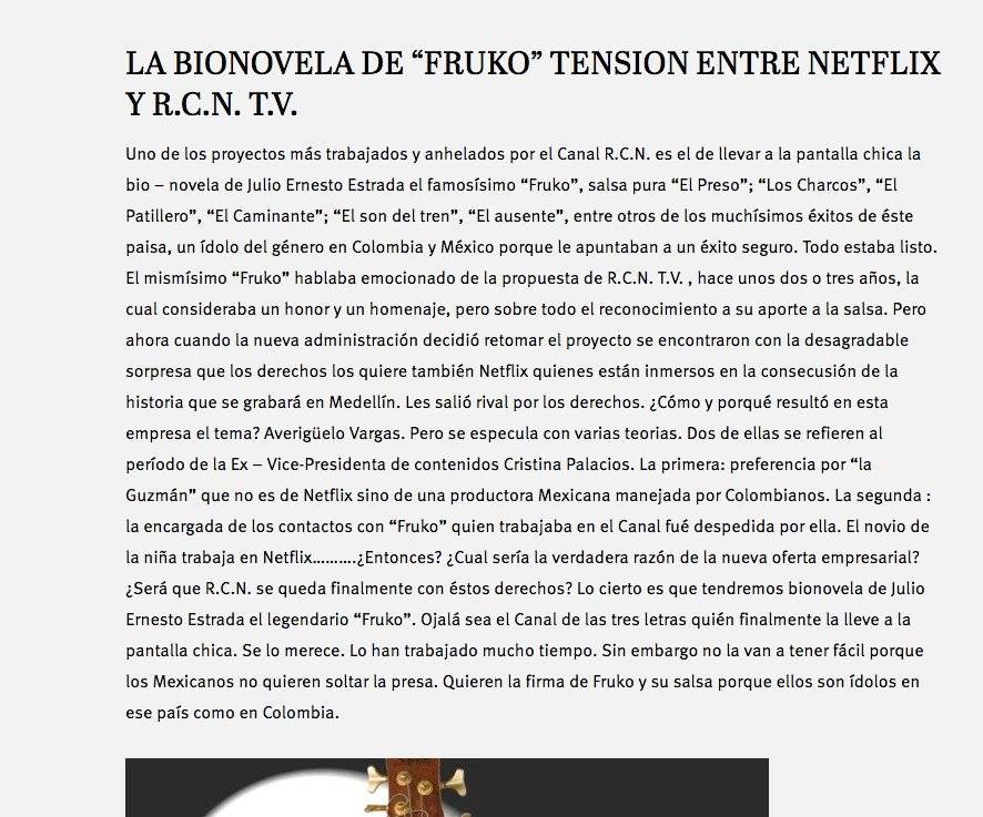Captura de pantalla página web La Negra Candela