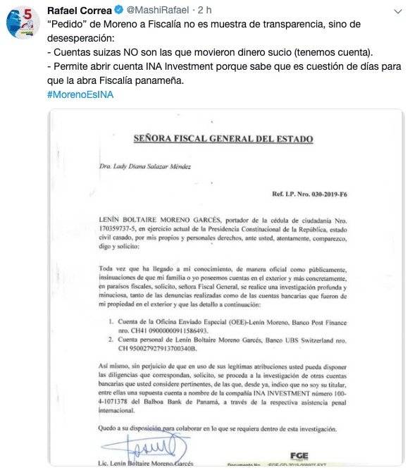 Reacción de Rafael Correa