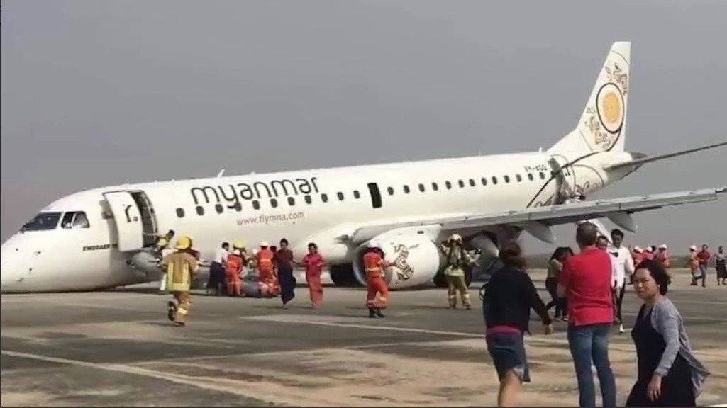 Así vivieron los pasajeros el aterrizaje sin ruedas delanteras en Birmania