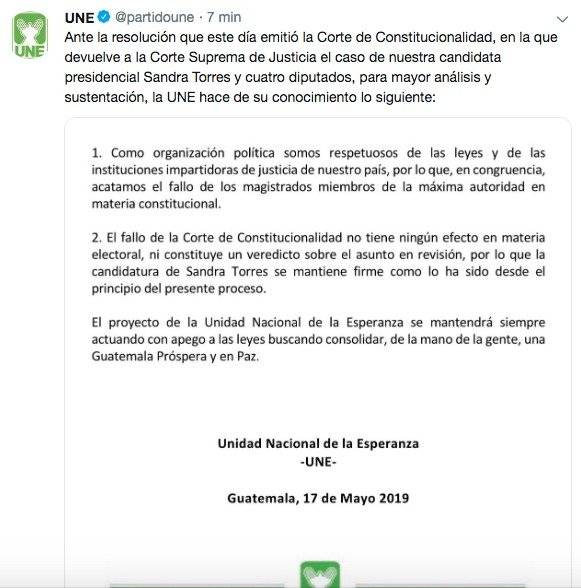 UNE comunicado 2