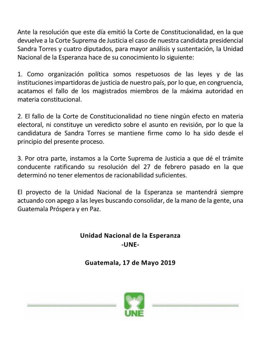 UNE comunicado 1