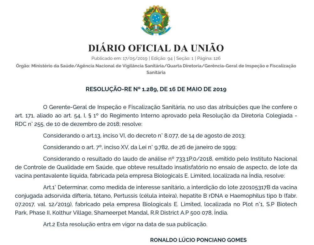 vacina pentavalente anvisa