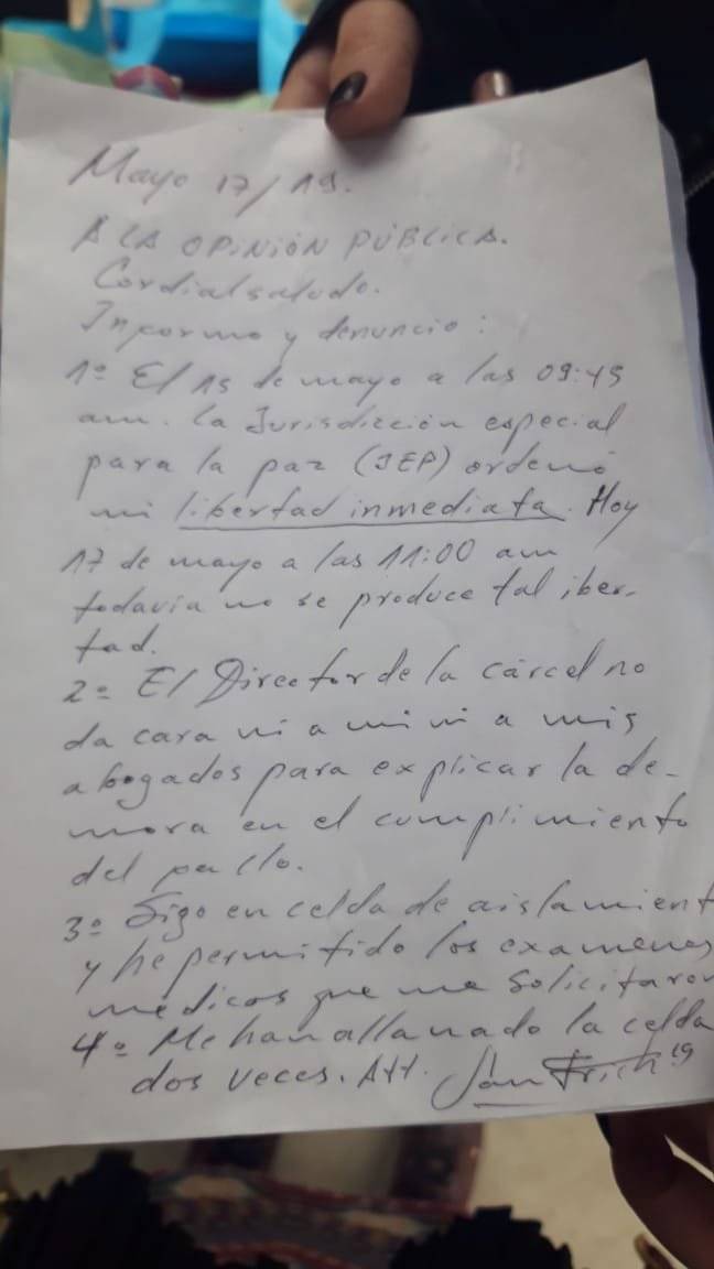 Comunicado de Jesús Santrich