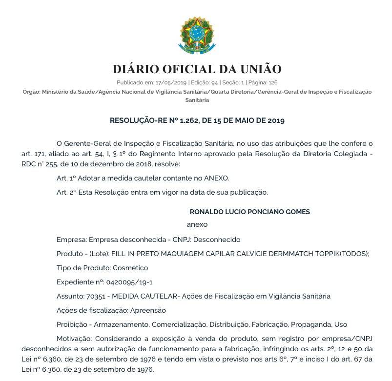 anvisa produto calvície